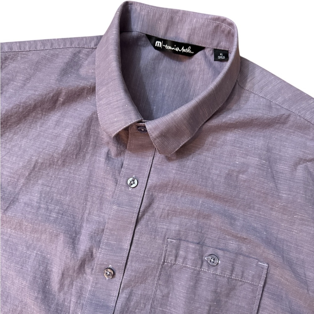 Travis‎ Mathew Men’s Short Sleeve Button Up Casual Golf Shirt Size XL Light Plum